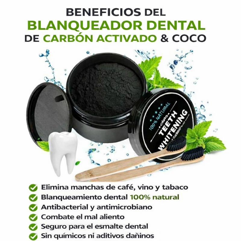 Blanqueador Dental Natural Carbón Coco