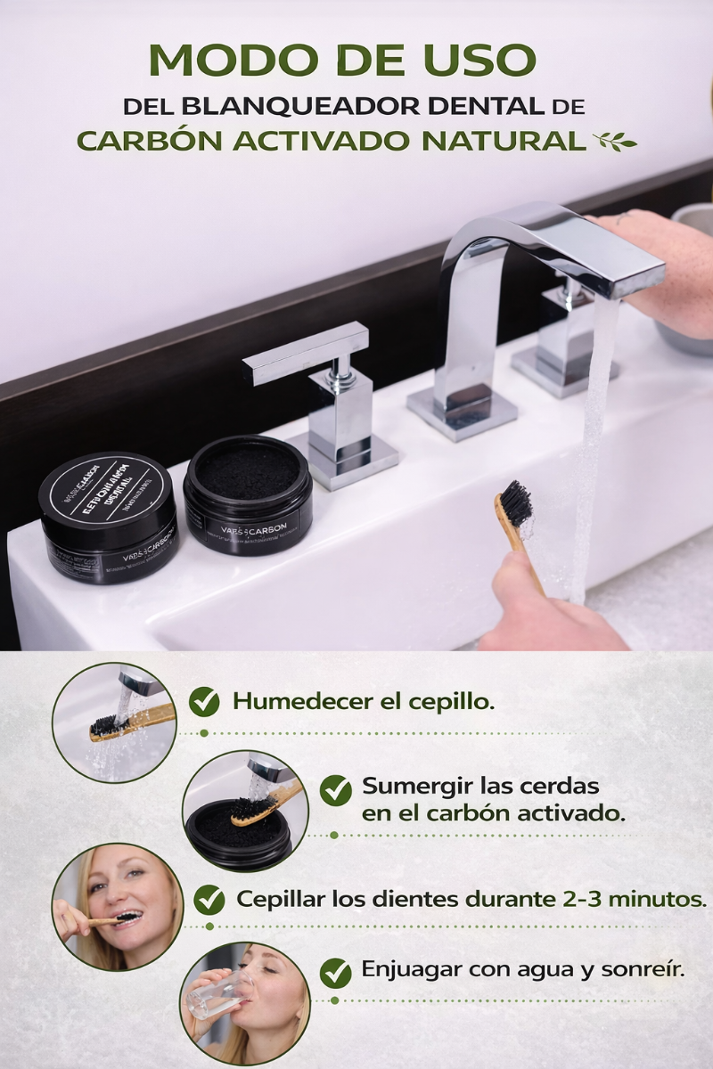 Blanqueador Dental Natural Carbón Coco