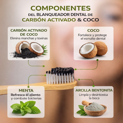 Blanqueador Dental Natural Carbón Coco